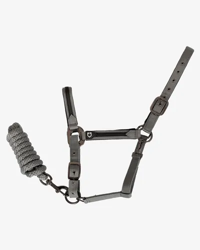 Фото Недоуздок с чомбуром Durable Grey, флисовая подкладка. Equestro