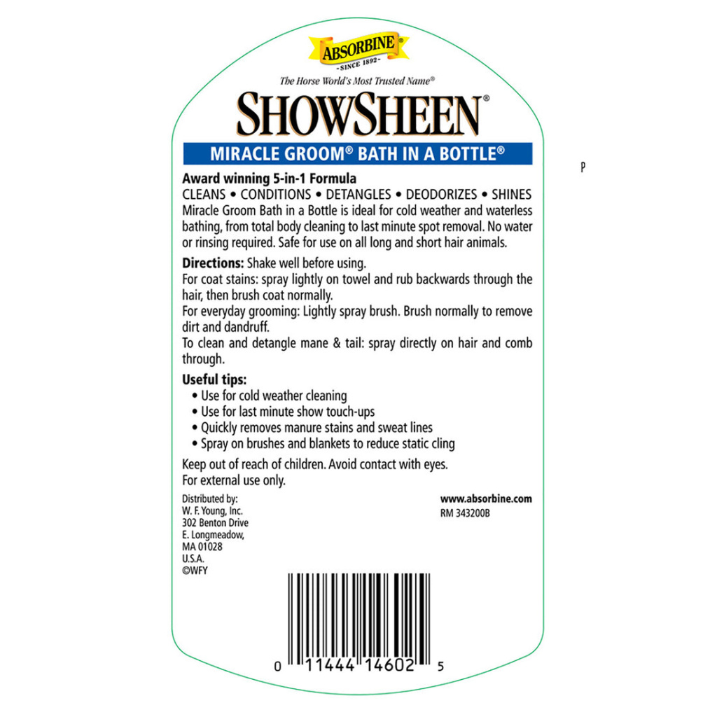 Кондиционер 5в1 Showsheen Miracle Groom, 946 мл. Absorbine 2