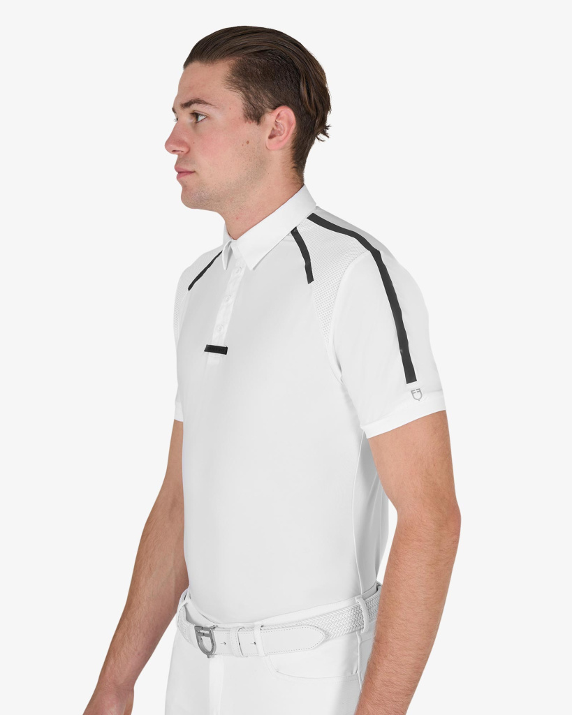 Рубашка поло турнирная мужская Slim Fit White. Equestro 4