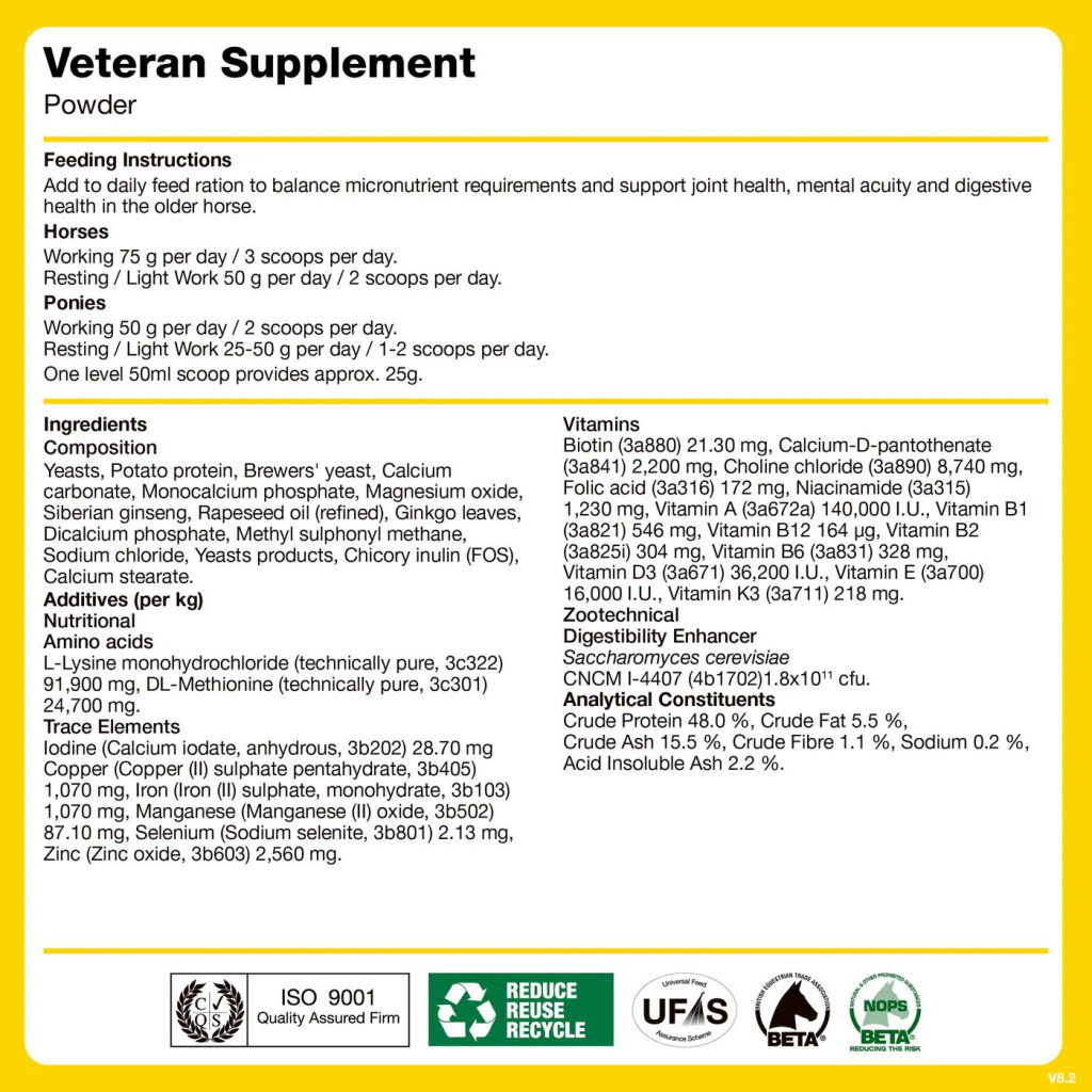 Подкормка витаминно-минеральная Veteran Supplement, 1,5 кг. NAF 2