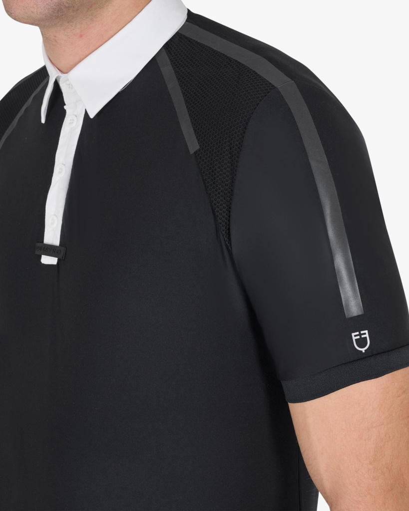 Рубашка поло турнирная мужская Slim Fit Black. Equestro 2