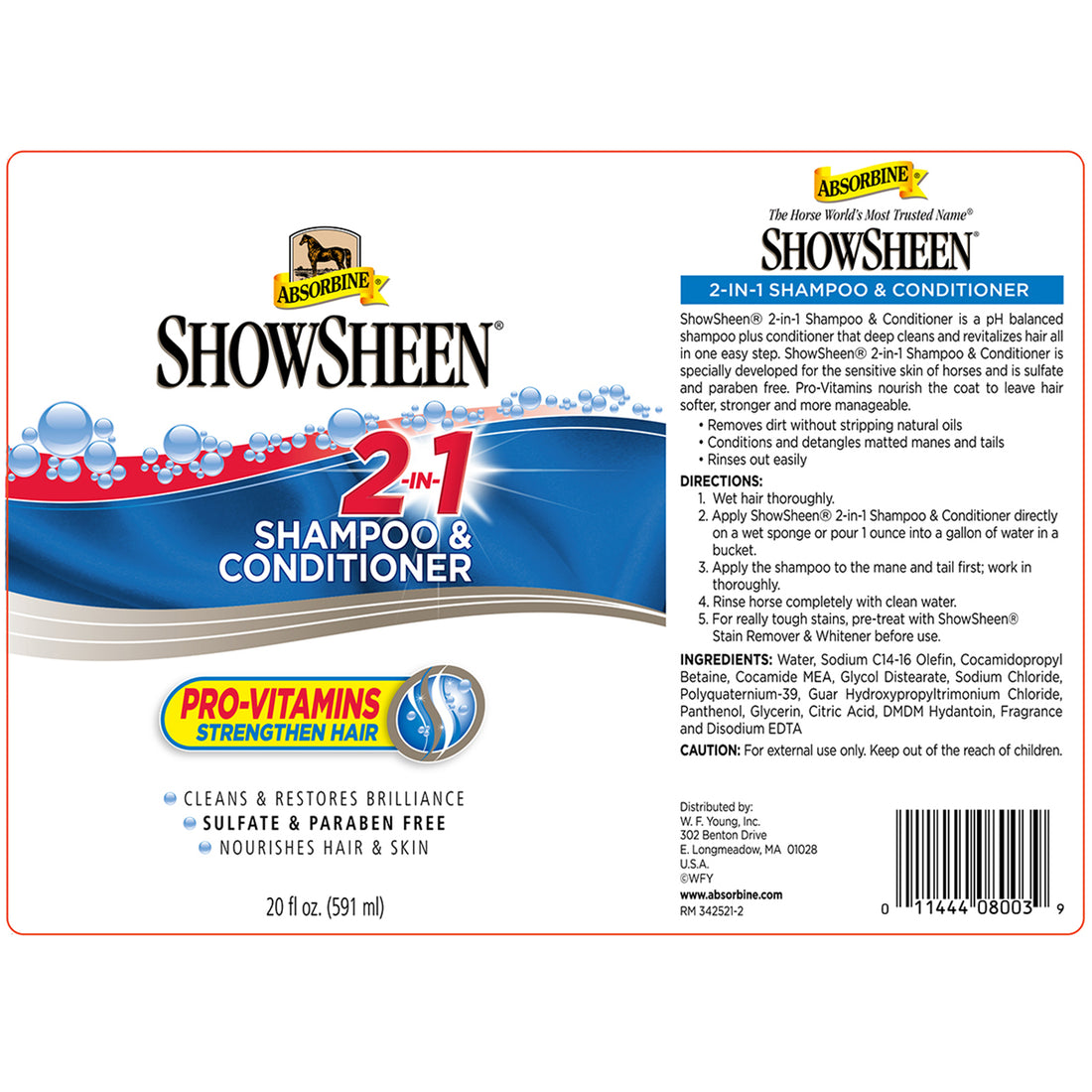 Шампунь-кондиционер 2в1 ShowSheen, 591 мл. Absorbine 2