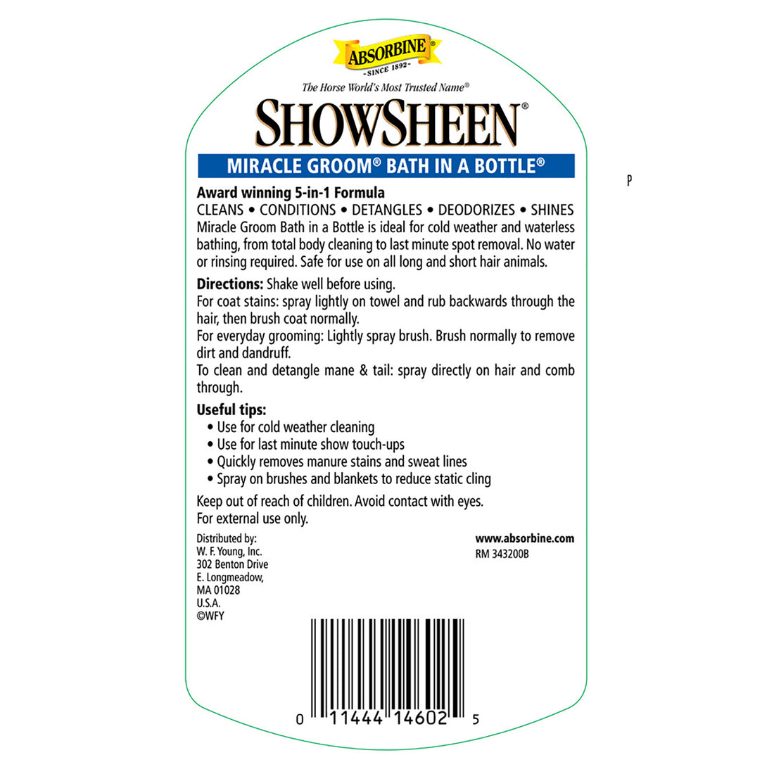 Кондиционер 5в1 Showsheen Miracle Groom, 946 мл. Absorbine 2
