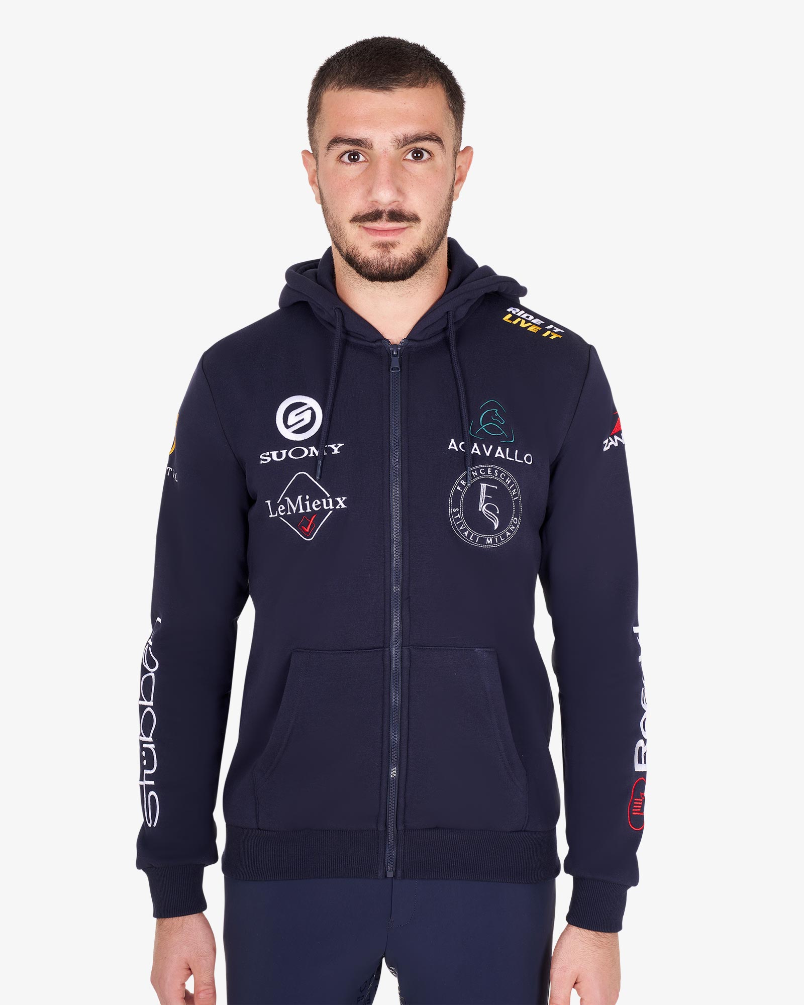 Толстовка мужская с капюшоном Multi-Logo Navy 2024. Equestro