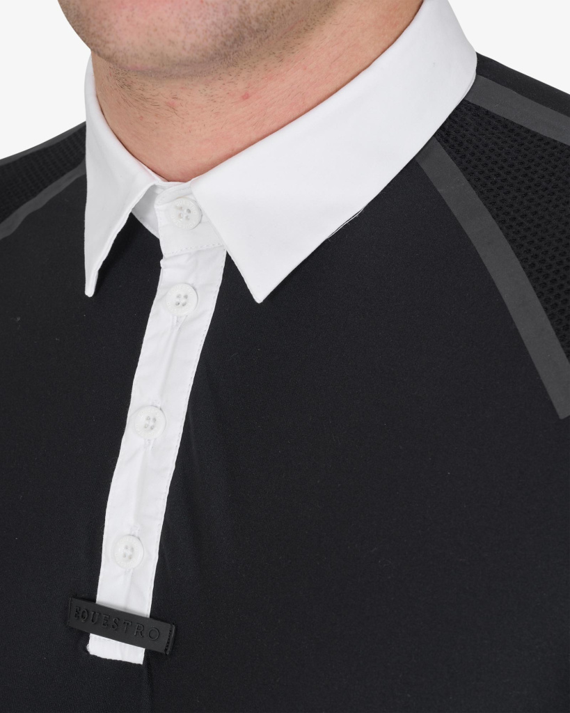 Рубашка поло турнирная мужская Slim Fit Black. Equestro 3