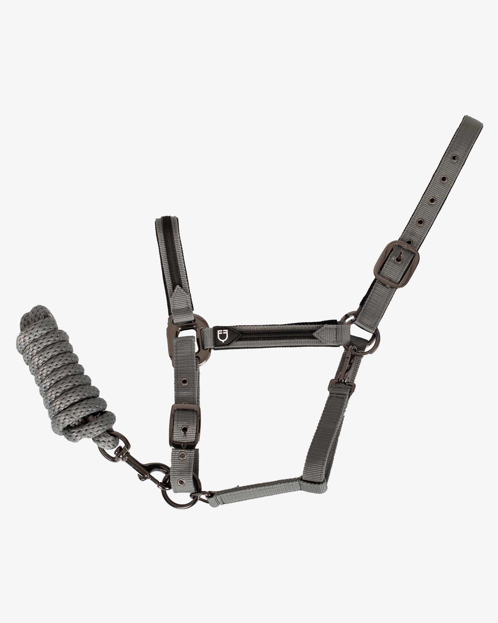 Недоуздок с чомбуром Durable Grey, флисовая подкладка. Equestro