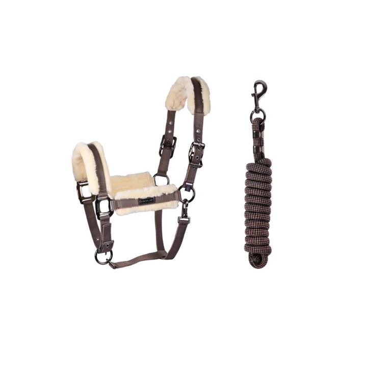 Недоуздок с чомбуром Lexie Brown Iron, меховая подкладка. Kingsland