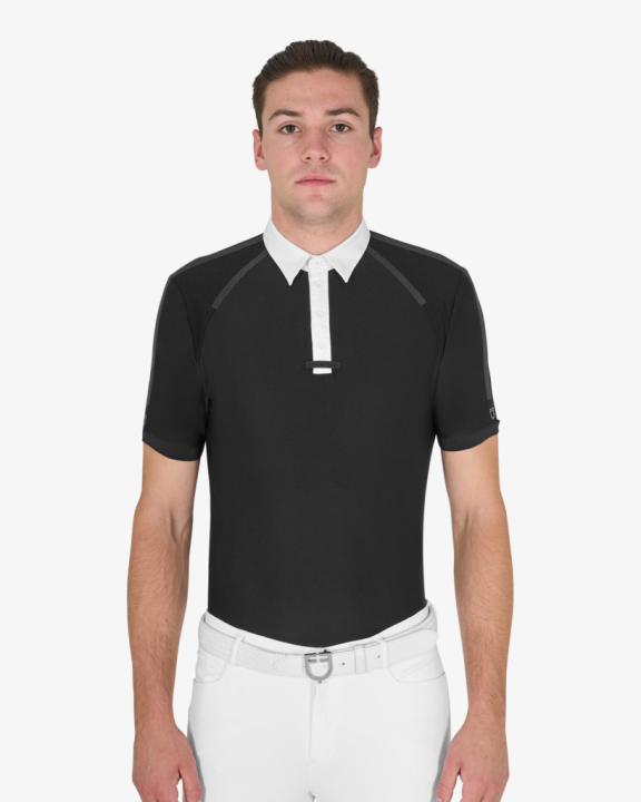 Рубашка поло турнирная мужская Slim Fit Black. Equestro