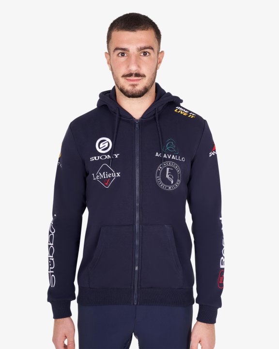 Толстовка мужская с капюшоном Multi-Logo Navy 2024. Equestro