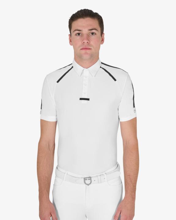 Рубашка поло турнирная мужская Slim Fit White. Equestro